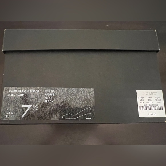 New In Box J.Crew Kate Block-Heel Pumps in Black Suede - Picture 5 of 5